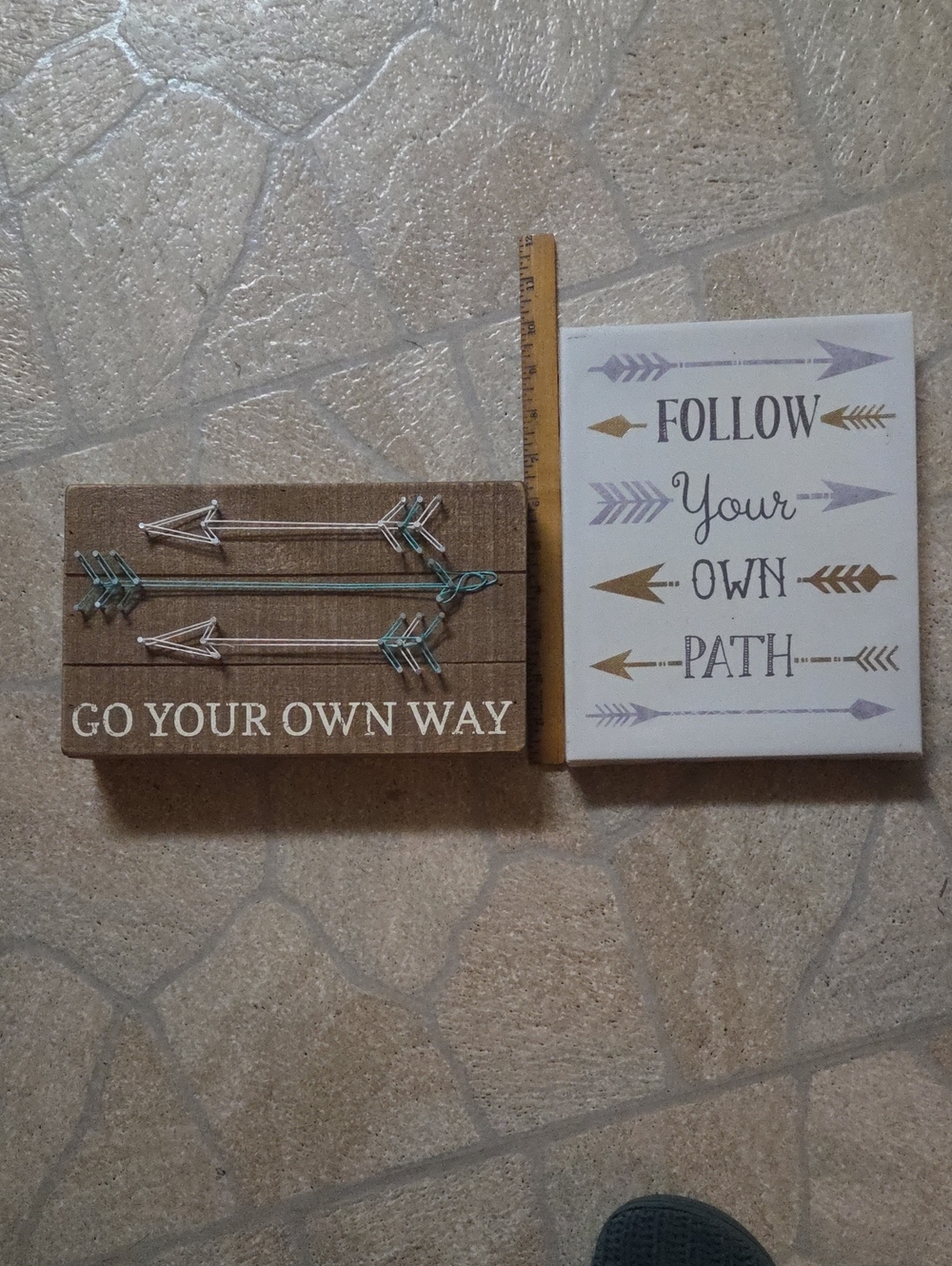 Inspirational Arrow Wall Plaque Set - Neutral Wood and White